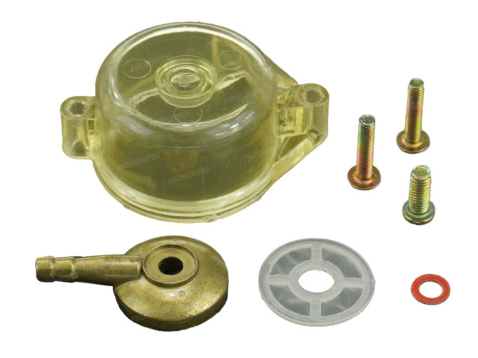 Dellorto SHA carburettor float chamber transparent with filter cover set yellow  main