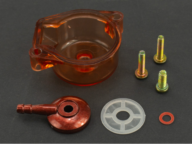 Dellorto SHA carburettor float chamber transparent with filter cover set red product