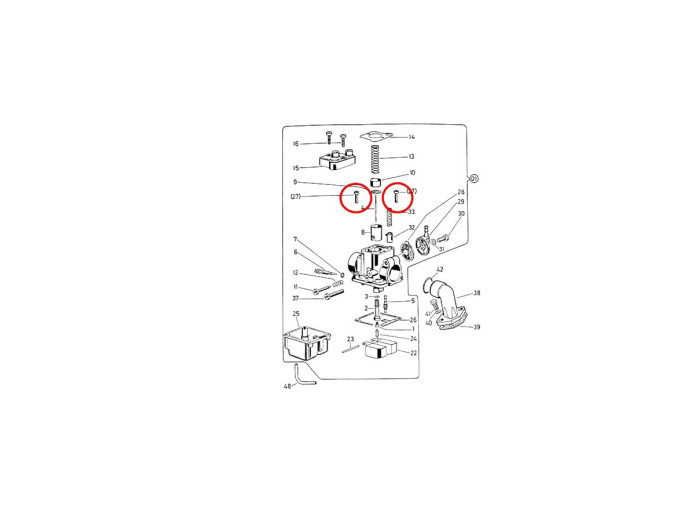 Bing 12/15/17mm vlotterdeksel schroef vierkante carburateur