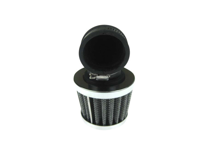 Luchtfilter 28mm powerfilter haaks 90 graden chroom