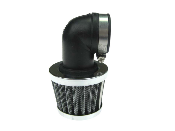 Luchtfilter 28mm power Dellorto PHBG 90 graden chroom product