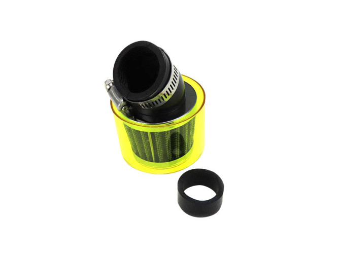 Luftfilter 26mm / 35mm Power 45 Grad Schräg Chrom mit gelben Schutzkappe product