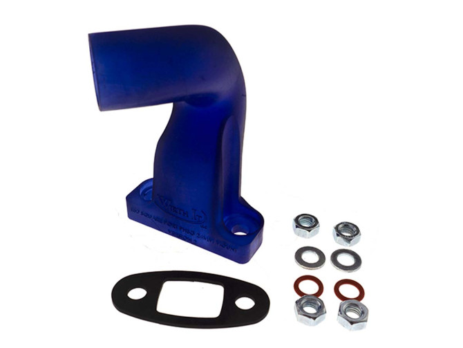 Manifold Dellorto PHBG 24mm Puch Maxi E50 angled plastic blue Wirth It product