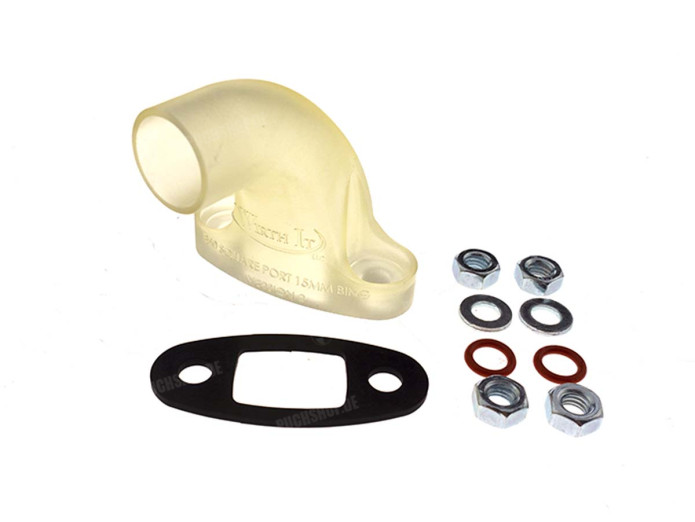 Manifold Bing 15mm Puch Maxi E50 plastic white Wirth It