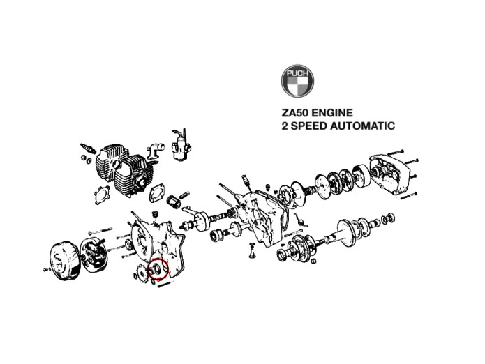 Keerring Puch ZA50 motor 25x35x7 B1 tandwielas