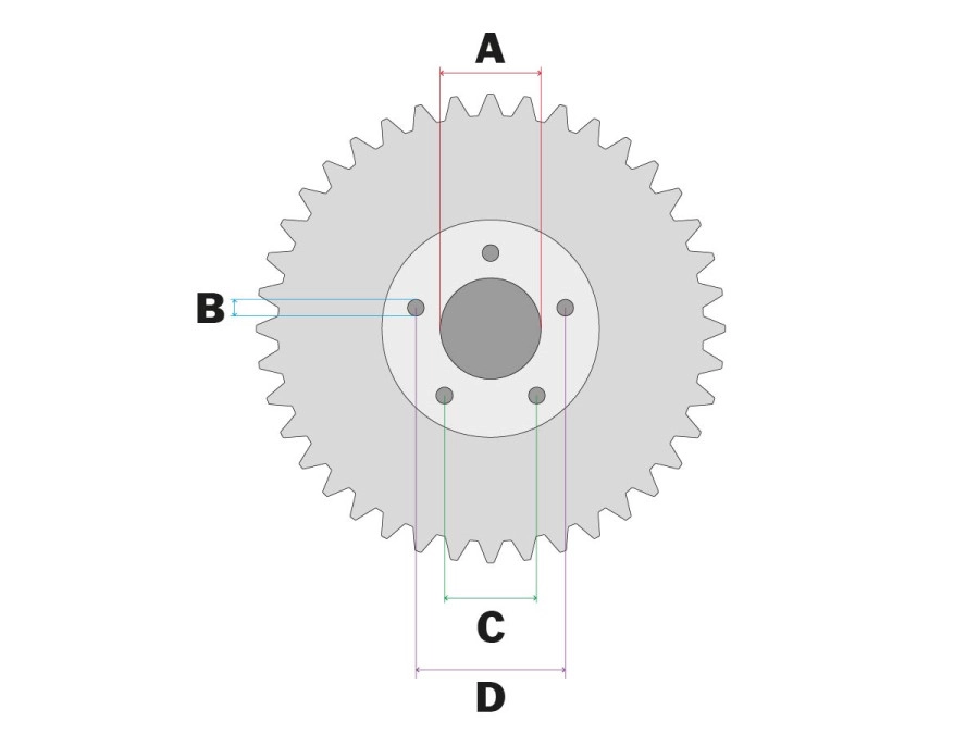 ぱおページ Rear sprocket Puch Z-One 5-holes 45 tooth (also Bernardi Mozzi)