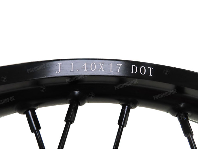 17 inch spaakwiel 17x1.40 aluminium zwart set Puch Maxi S N