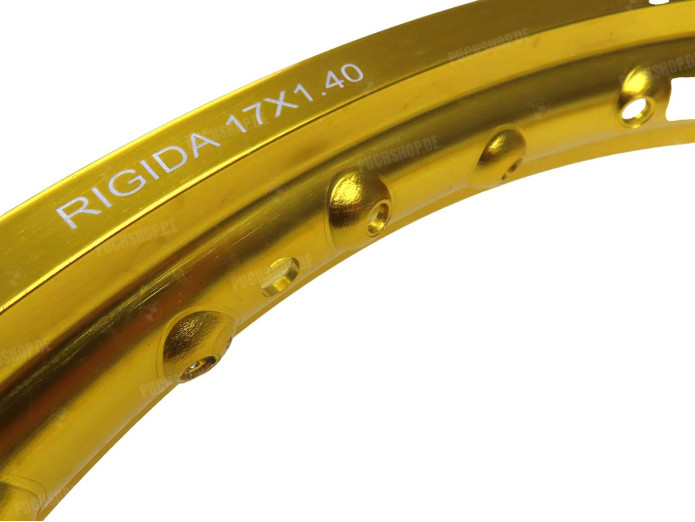 17 inch rim 17x1.40 spoke wheel alu Rigida gold anodised