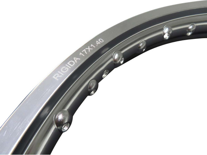 17 inch rim 17x1.40 spoke wheel aluminium Rigida silver Anodised product