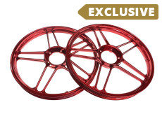 17 inch Grimeca 5 star wheel 17x1.35 Puch Maxi powder coated *Exclusive* metallic candy red set