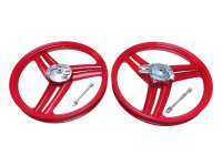 17 inch Grimeca style 3 spoke wheel set red