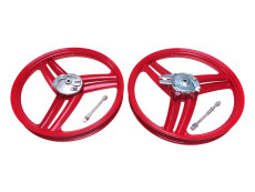 17 inch Grimeca style 3 spoke wheel set red