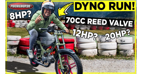 We put our 70cc Puch X30 racer with reed valve intake on the dyno