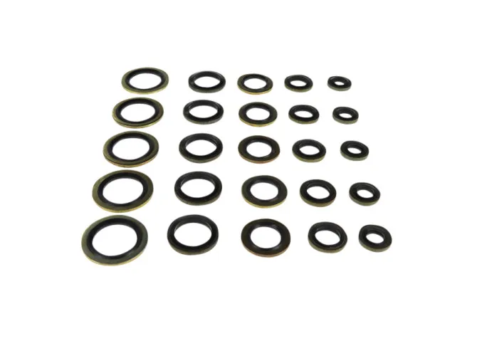 Range of sealing rings rubber/brass 25 pieces product