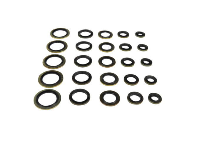 Range of sealing rings rubber/brass 25 pieces main