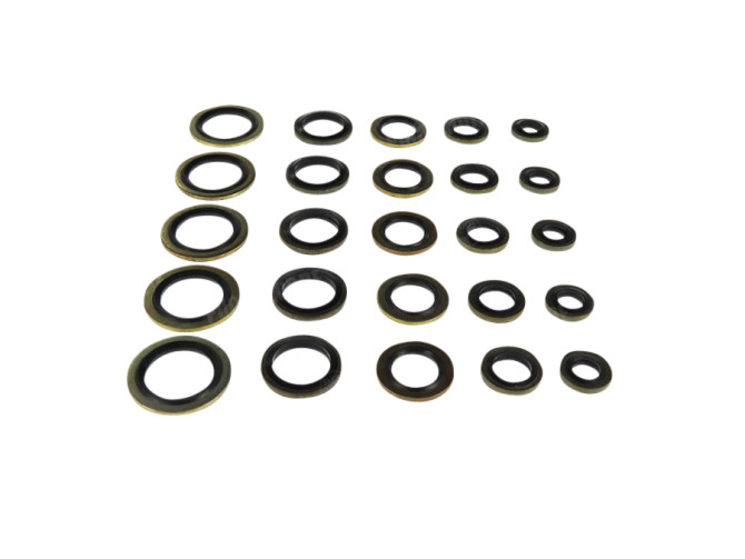 Range of sealing rings rubber/brass 25 pieces main