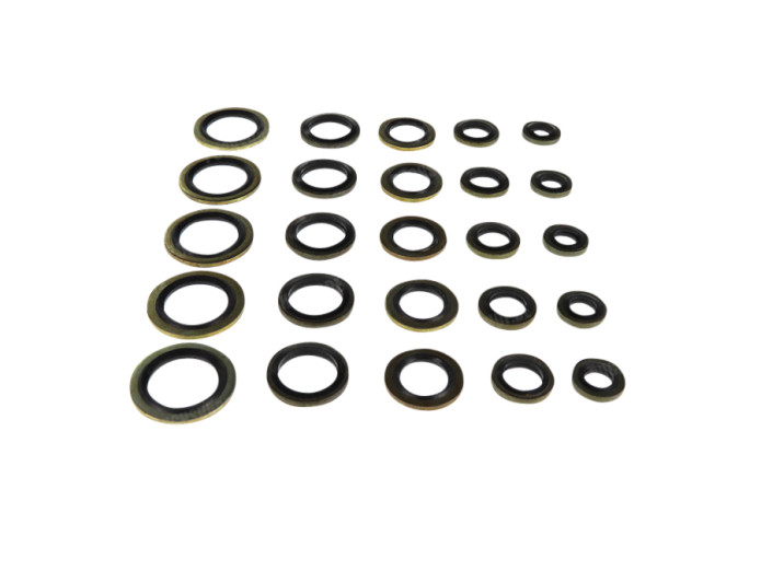 Dichtring Sortiment Satz 25-Teilig Gummi / Messing 