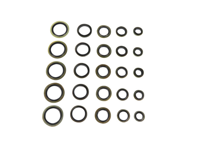 Range of sealing rings rubber/brass 25 pieces product
