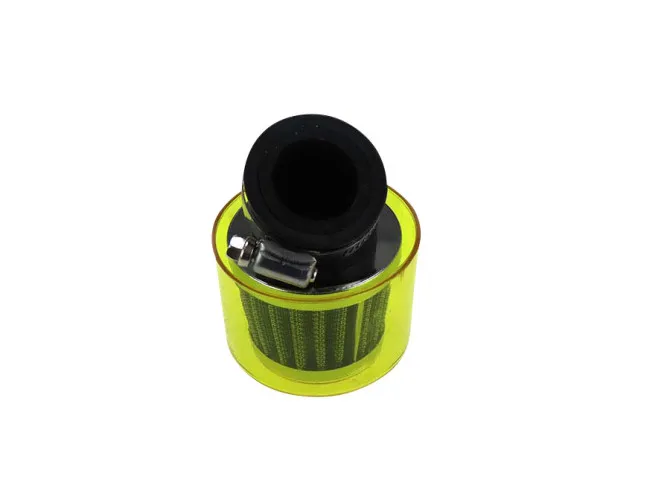 Air filter 26mm / 35mm power 45 degrees angled chrome with yellow cap product