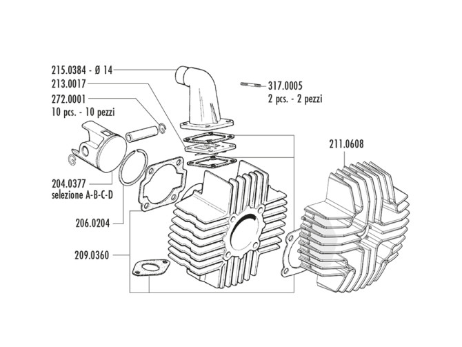 Puch Maxi E50 Polini 65cc 43.5mm cylinder set with head  product