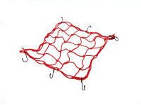 Luggage net elastic 40x40cm with 6 hooks red