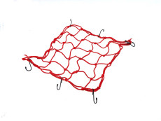 Luggage net elastic 40x40cm with 6 hooks red