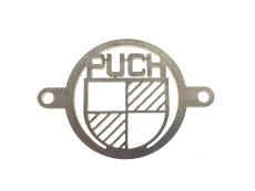 Air filter hole cover with Puch logo stainless steel 