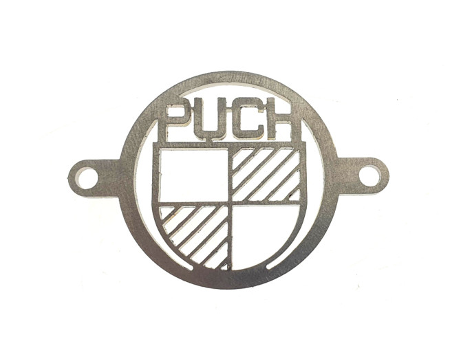 Air filter hole cover with Puch logo stainless steel  product
