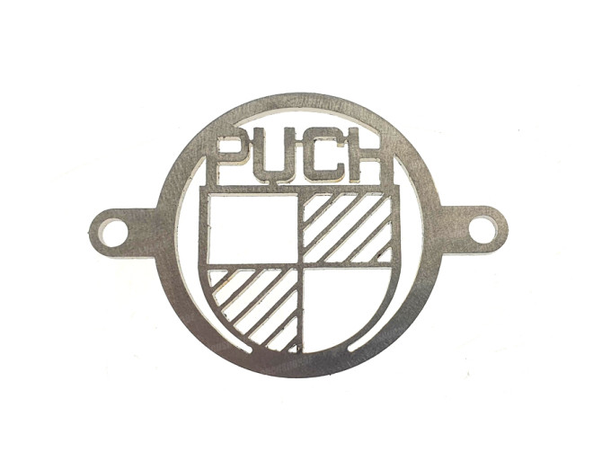 Air filter hole cover with Puch logo stainless steel  main