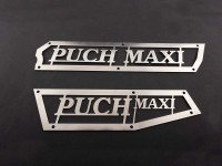 Side cover Puch Maxi N trim plate with text stainless steel 