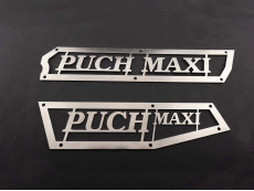 Side cover Puch Maxi N trim plate with text stainless steel 