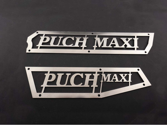 Side cover set Puch Maxi N trim plate with text stainless steel  product