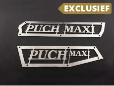Zijkap set Puch Maxi N decoratieplaat met tekst RVS