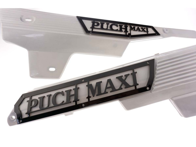 Side cover Puch Maxi N trim plate with text stainless steel black product