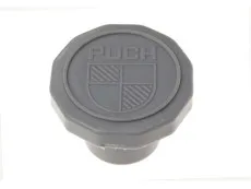 Tankdop 30mm Puch Maxi als origineel met logo grijs A-kwaliteit