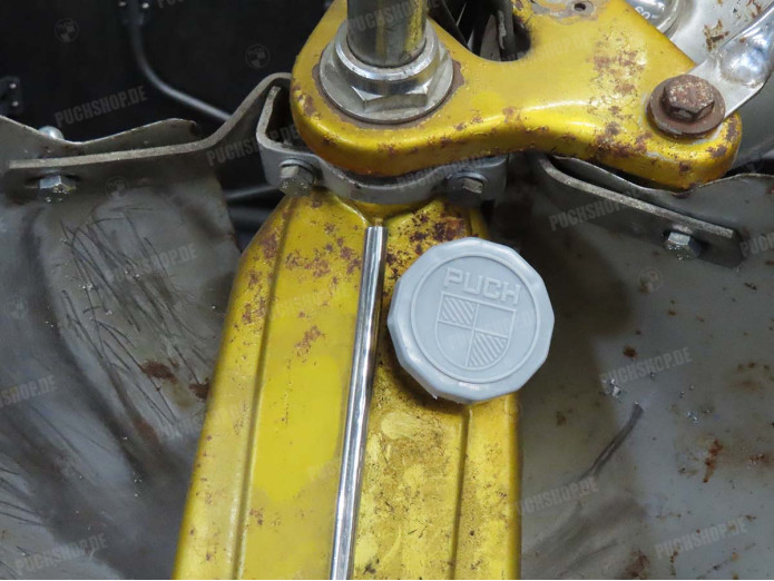 Tankdeckel 30mm Puch Maxi wie Original Logo grau A-Qualität