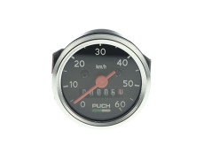 Speedometer kilometer 48mm 60km/h VDO replica black with Puch logo