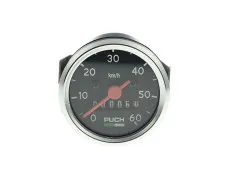 Speedometer kilometer 48mm 60km/h VDO replica black with Puch logo