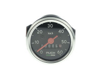 Teller kilometer 48mm 60km/h VDO replica zwart met Puch logo