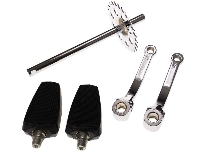 Pedal crank shaft Puch Maxi 260mm 26 tooth with cranks and pedals (extra long)
