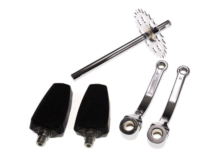 Pedal crank shaft Puch Maxi 230mm 26 tooth with cranks and pedals (longer)