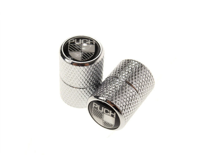 Ventilkäppchen-Set Aluminium mit Puch Logo Schwarz / Weiß product