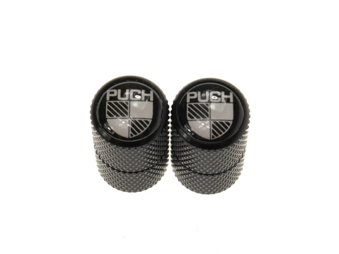 Ventieldopjes-set Alu zwart met Puch logo zwart / wit product