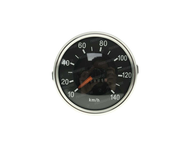 Speedometer kilometer 80mm chrome 140 km/h Puch Monza with large counter clock main