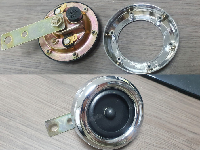 Claxon chroom rand schroefversie 76mm 