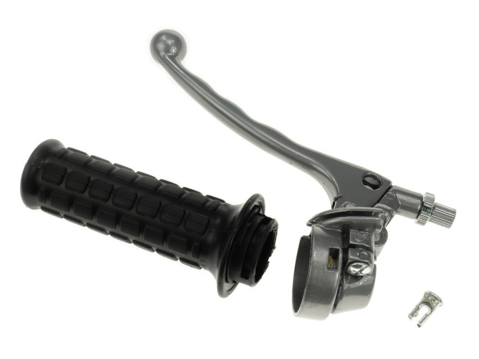 Griffsatz Rechts Gasgriff Lusito 517 Silber Bremslicht