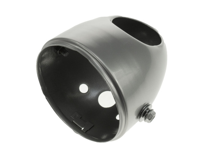 Headlight egg-model 102mm housing brilliant silver as original (side mounting) product