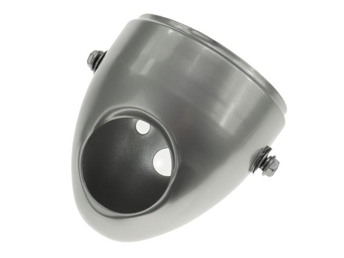 Headlight egg-model 102mm housing brilliant silver as original (side mounting) product