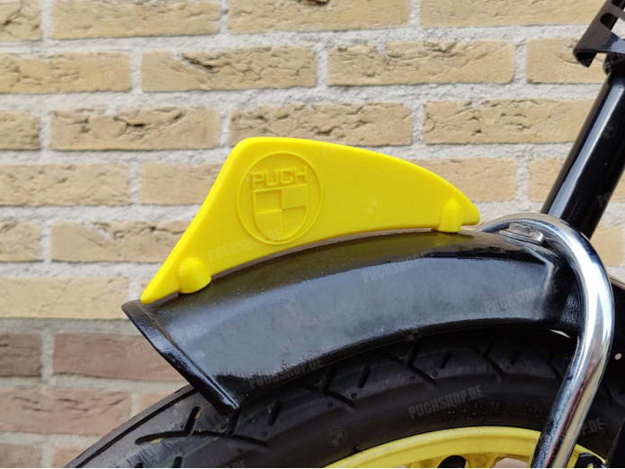Front fender plate with Puch Logo model "sport" yellow 