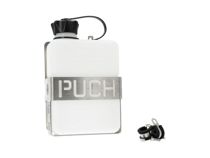 Bagagedrager achterdrager Puch Maxi N / K houder met FuelFriend jerrycan wit V2